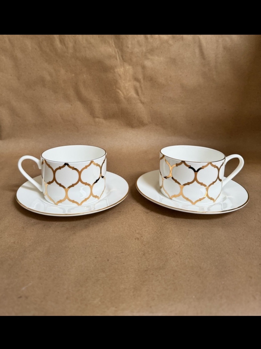 Fitz & Floyd Nevaeh White Set of 2 Bone China Teacups and Saucer. 8oz
